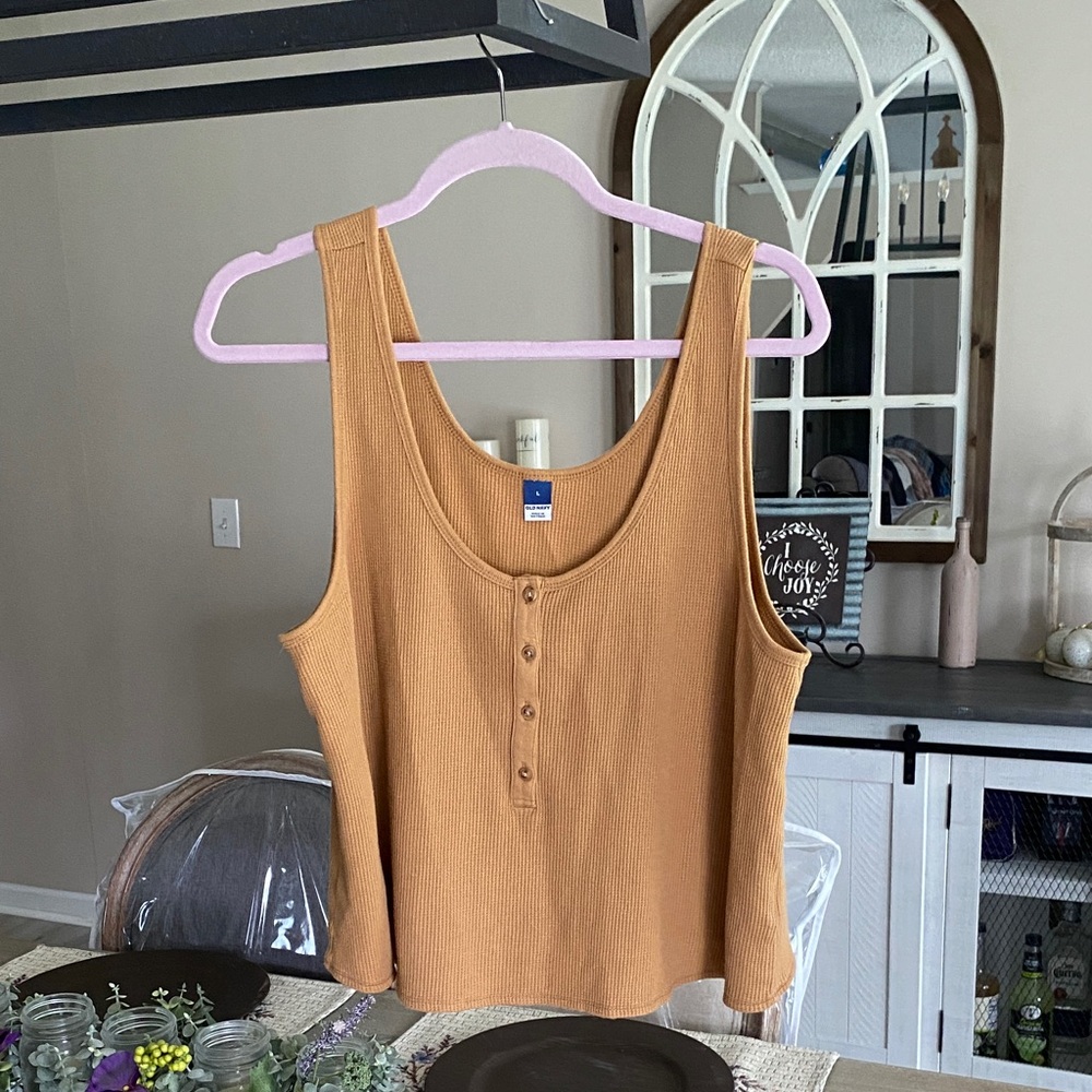 Old Navy Tan Buttoned Crop Tank Top